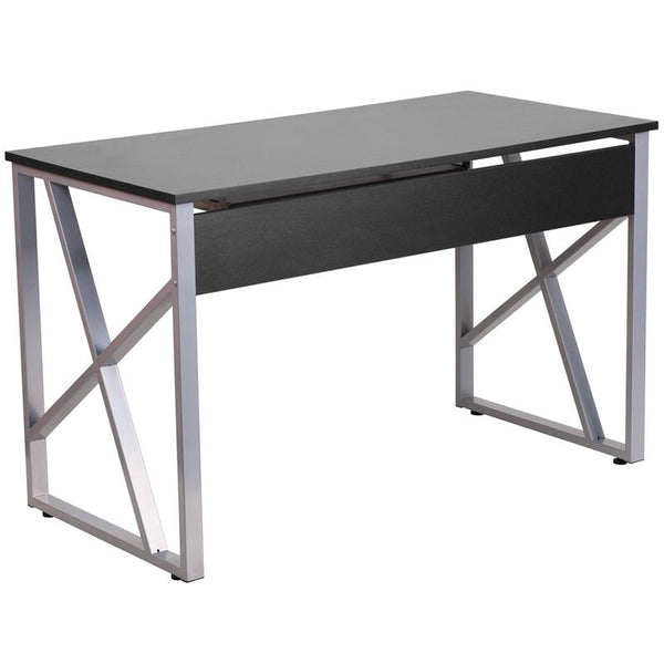 Flash Furniture Black Computer Desk with Pull-Out Keyboard Tray and Cross-Brace Frame - NAN-WK-004-GG