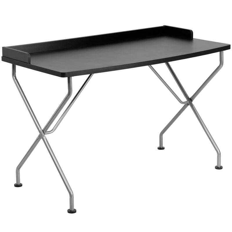 Flash Furniture Black Computer Desk with Raised Border and Silver Metal Frame - NAN-JN-2116-BK-GG