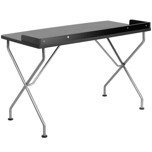 Flash Furniture Black Computer Desk with Raised Border and Silver Metal Frame - NAN-JN-2116-BK-GG