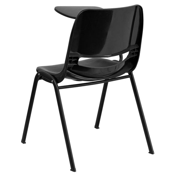 Flash Furniture Black Ergonomic Shell Chair with Right Handed Flip-Up Tablet Arm - RUT-EO1-BK-RTAB-GG