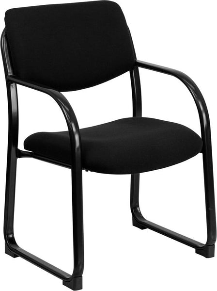 Flash Furniture Black Fabric Executive Side Reception Chair with Sled Base - BT-508-BK-GG