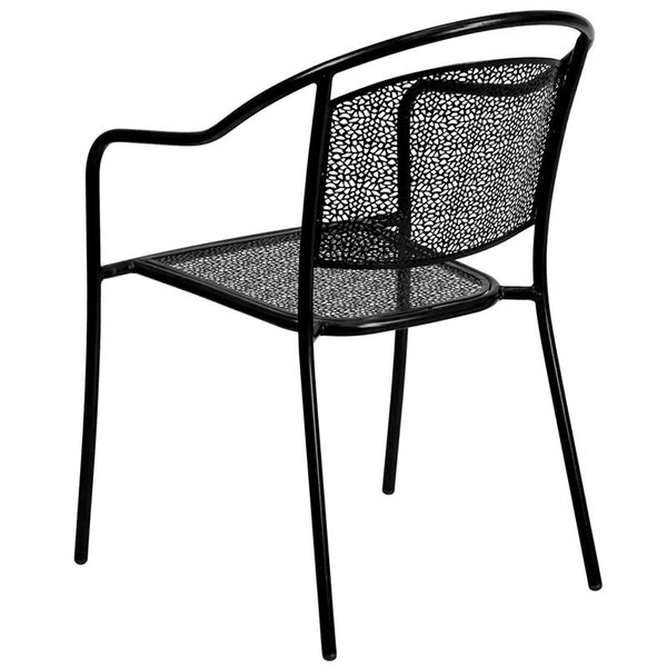 Flash Furniture Black Indoor-Outdoor Steel Patio Arm Chair with Round Back - CO-3-BK-GG