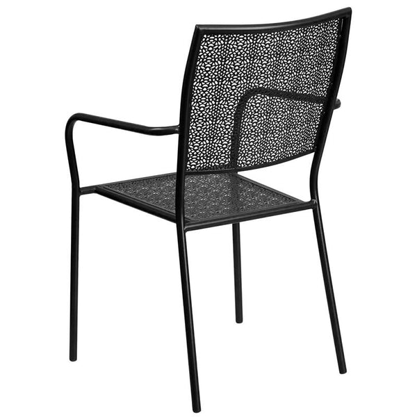 Flash Furniture Black Indoor-Outdoor Steel Patio Arm Chair with Square Back - CO-2-BK-GG