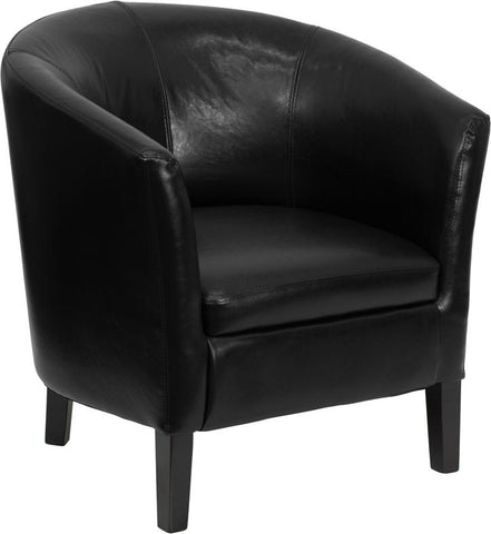 Flash Furniture Black Leather Barrel Shaped Guest Chair - GO-S-11-BK-BARREL-GG