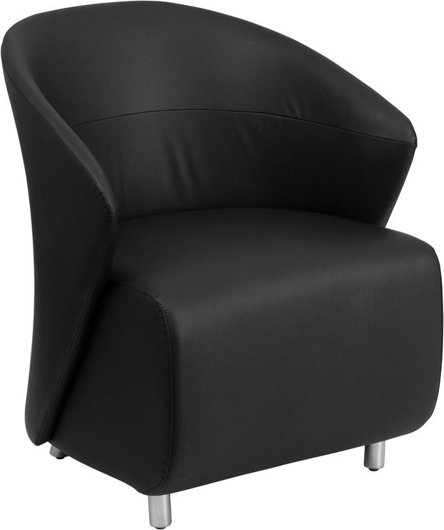 Flash Furniture Black Leather Curved Barrel Back Lounge Chair - ZB-1-GG