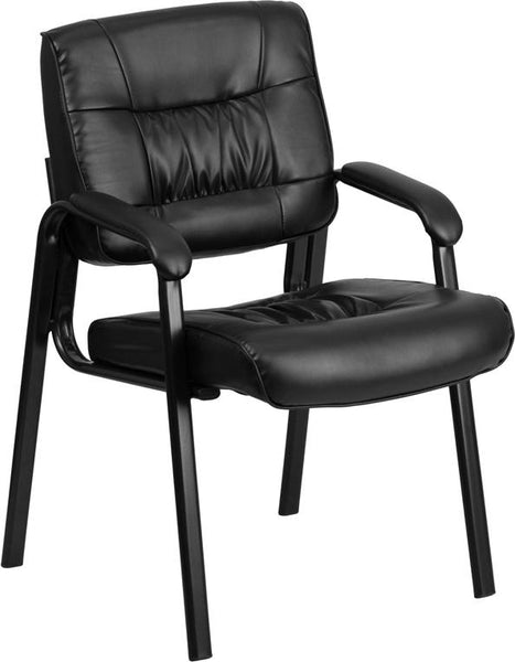 Flash Furniture Black Leather Executive Side Reception Chair with Black Metal Frame - BT-1404-GG