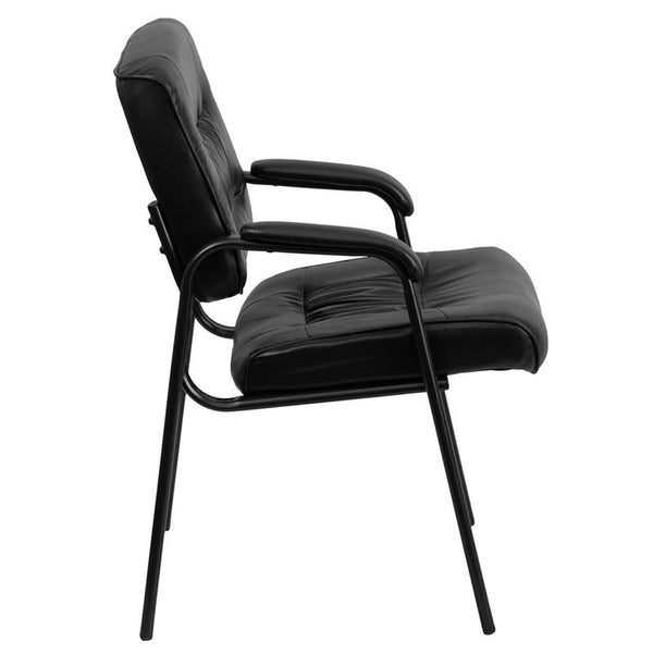Flash Furniture Black Leather Executive Side Reception Chair with Black Metal Frame - BT-1404-GG