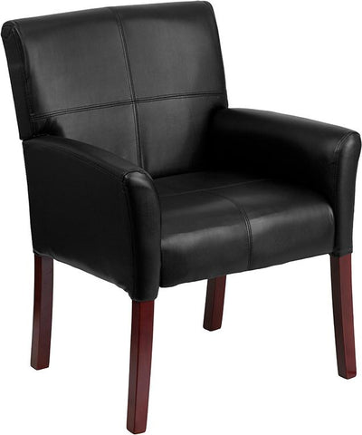 Flash Furniture Black Leather Executive Side Reception Chair with Mahogany Legs - BT-353-BK-LEA-GG