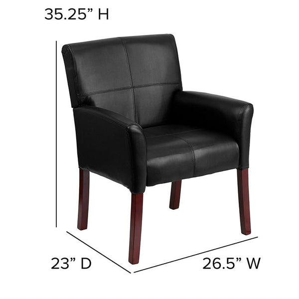 Flash Furniture Black Leather Executive Side Reception Chair with Mahogany Legs - BT-353-BK-LEA-GG