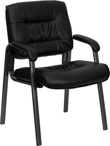 Flash Furniture Black Leather Executive Side Reception Chair with Titanium Frame Finish - BT-1404-BKGY-GG