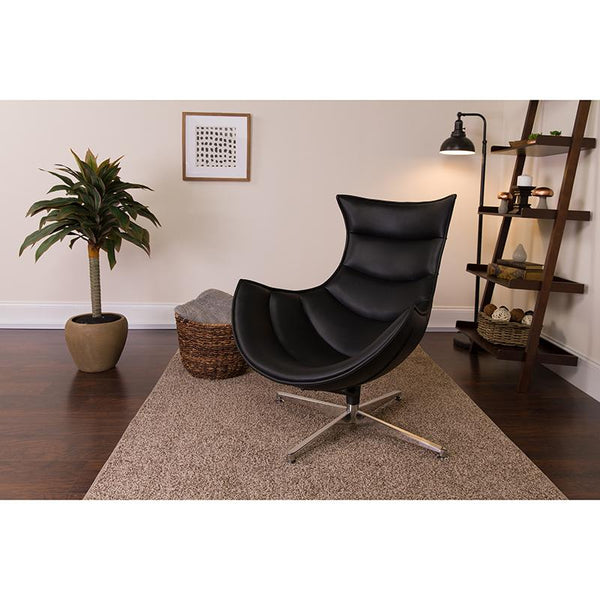 Flash Furniture Black Leather Swivel Cocoon Chair - ZB-31-GG