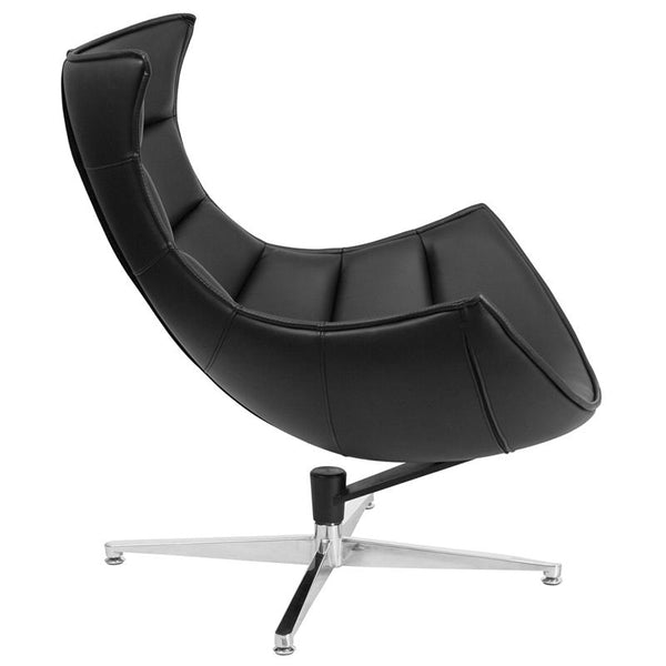 Flash Furniture Black Leather Swivel Cocoon Chair - ZB-31-GG