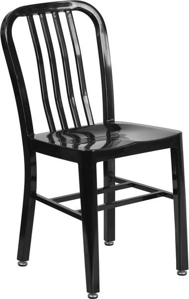 Flash Furniture Black Metal Indoor-Outdoor Chair - CH-61200-18-BK-GG