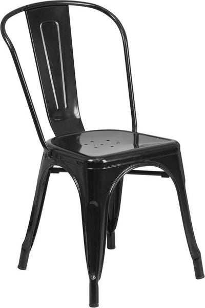 Flash Furniture Black Metal Indoor-Outdoor Stackable Chair - CH-31230-BK-GG