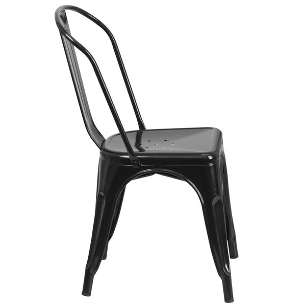 Flash Furniture Black Metal Indoor-Outdoor Stackable Chair - CH-31230-BK-GG