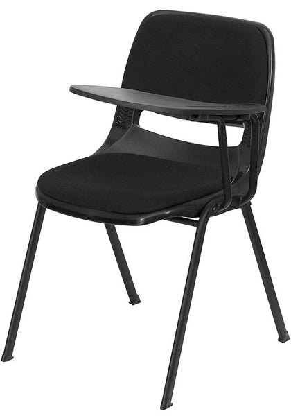 Flash Furniture Black Padded Ergonomic Shell Chair with Left Handed Flip-Up Tablet Arm - RUT-EO1-01-PAD-LTAB-GG