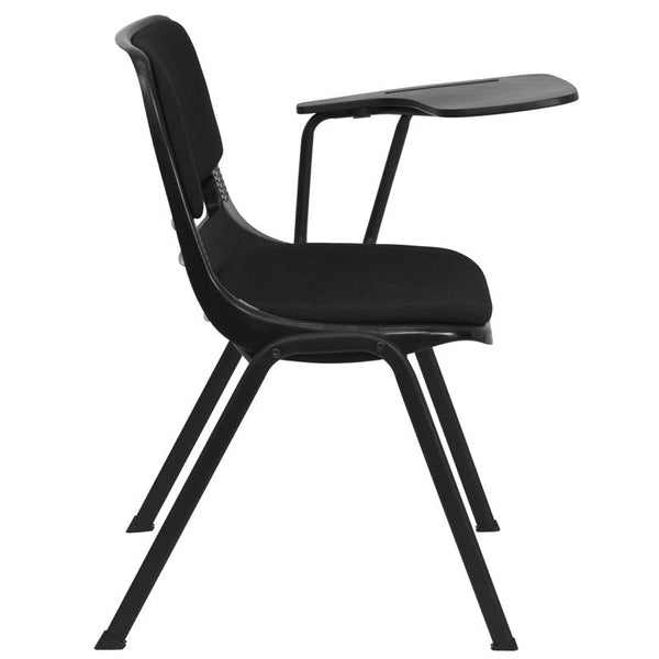 Flash Furniture Black Padded Ergonomic Shell Chair with Left Handed Flip-Up Tablet Arm - RUT-EO1-01-PAD-LTAB-GG