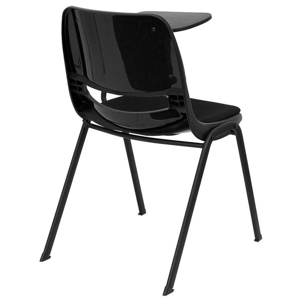 Flash Furniture Black Padded Ergonomic Shell Chair with Left Handed Flip-Up Tablet Arm - RUT-EO1-01-PAD-LTAB-GG