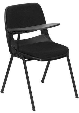 Flash Furniture Black Padded Ergonomic Shell Chair with Right Handed Flip-Up Tablet Arm - RUT-EO1-01-PAD-RTAB-GG