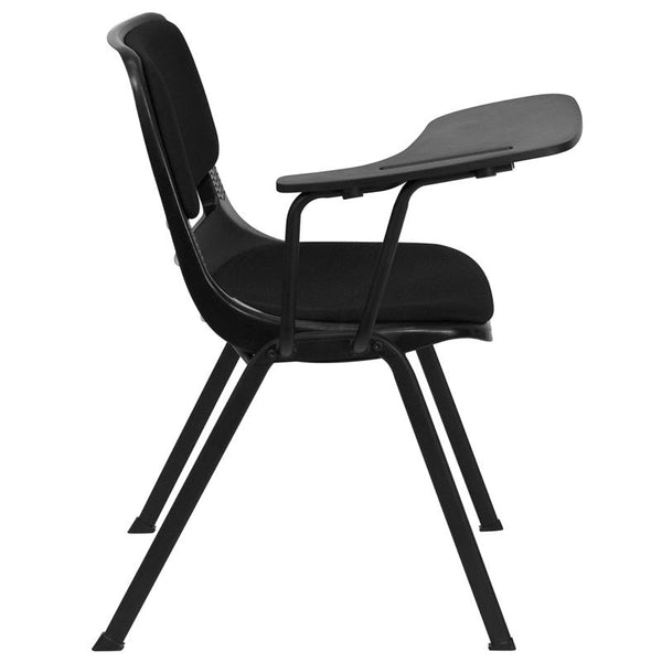 Flash Furniture Black Padded Ergonomic Shell Chair with Right Handed Flip-Up Tablet Arm - RUT-EO1-01-PAD-RTAB-GG