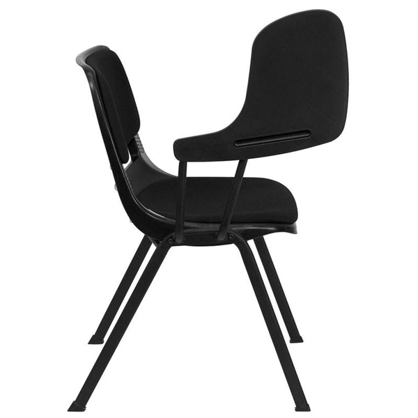 Flash Furniture Black Padded Ergonomic Shell Chair with Right Handed Flip-Up Tablet Arm - RUT-EO1-01-PAD-RTAB-GG