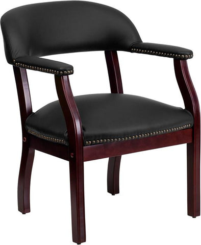 Flash Furniture Black Top Grain Leather Conference Chair with Accent Nail Trim - B-Z105-LF-0005-BK-LEA-GG