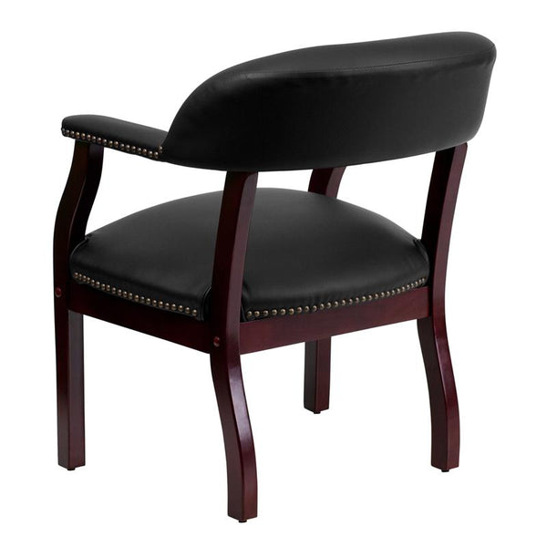 Flash Furniture Black Top Grain Leather Conference Chair with Accent Nail Trim - B-Z105-LF-0005-BK-LEA-GG