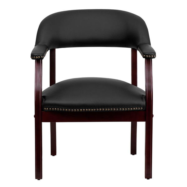 Flash Furniture Black Top Grain Leather Conference Chair with Accent Nail Trim - B-Z105-LF-0005-BK-LEA-GG