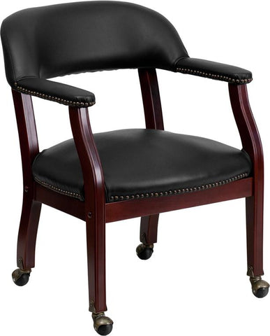 Flash Furniture Black Vinyl Luxurious Conference Chair with Accent Nail Trim and Casters - B-Z100-BLACK-GG