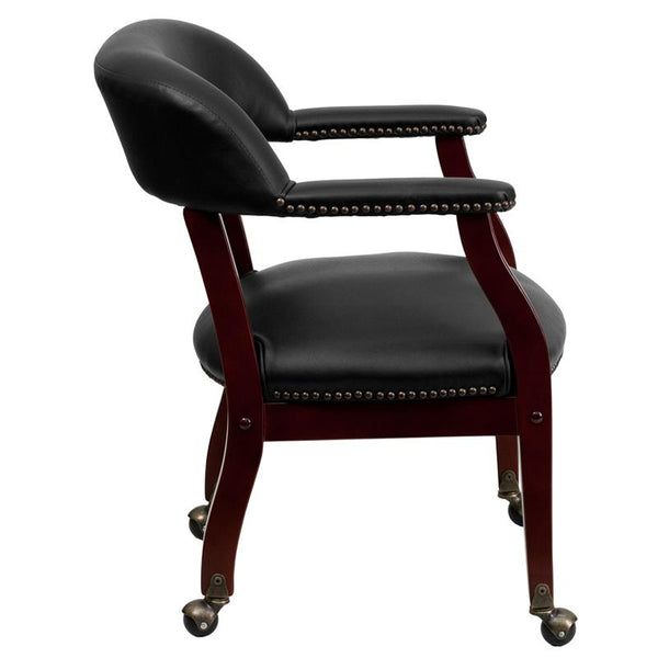 Flash Furniture Black Vinyl Luxurious Conference Chair with Accent Nail Trim and Casters - B-Z100-BLACK-GG