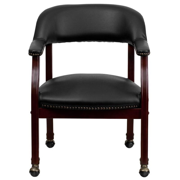 Flash Furniture Black Vinyl Luxurious Conference Chair with Accent Nail Trim and Casters - B-Z100-BLACK-GG