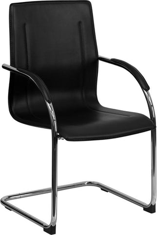 Flash Furniture Black Vinyl Side Reception Chair with Chrome Sled Base - BT-509-BK-GG