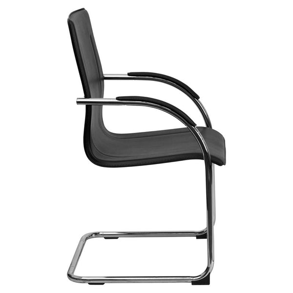 Flash Furniture Black Vinyl Side Reception Chair with Chrome Sled Base - BT-509-BK-GG
