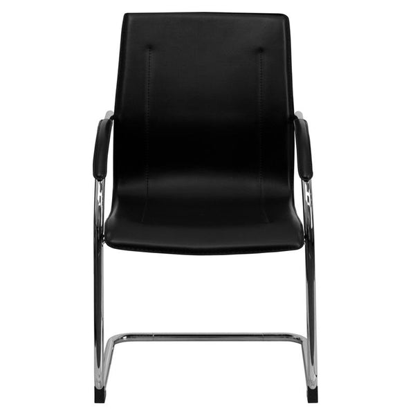 Flash Furniture Black Vinyl Side Reception Chair with Chrome Sled Base - BT-509-BK-GG