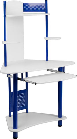 Flash Furniture Blue Corner Computer Desk with Hutch - NAN-JN-2705-BL-GG