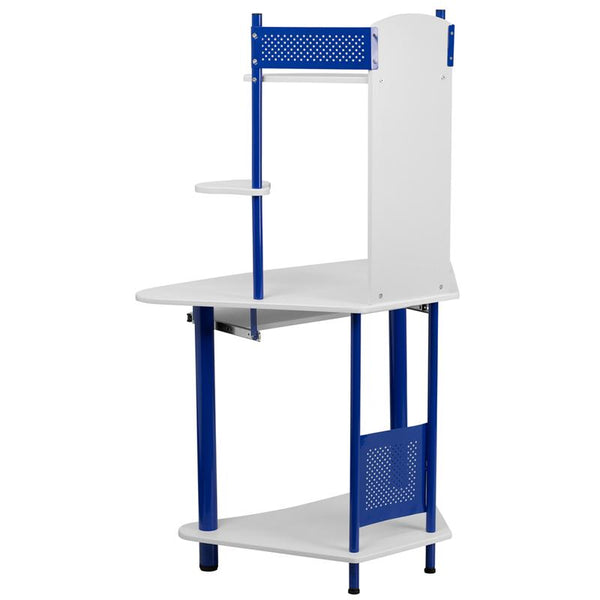 Flash Furniture Blue Corner Computer Desk with Hutch - NAN-JN-2705-BL-GG