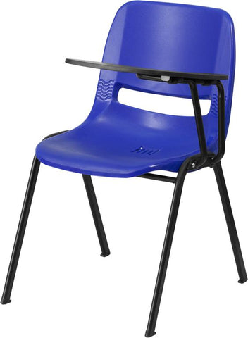 Flash Furniture Blue Ergonomic Shell Chair with Left Handed Flip-Up Tablet Arm - RUT-EO1-BL-LTAB-GG