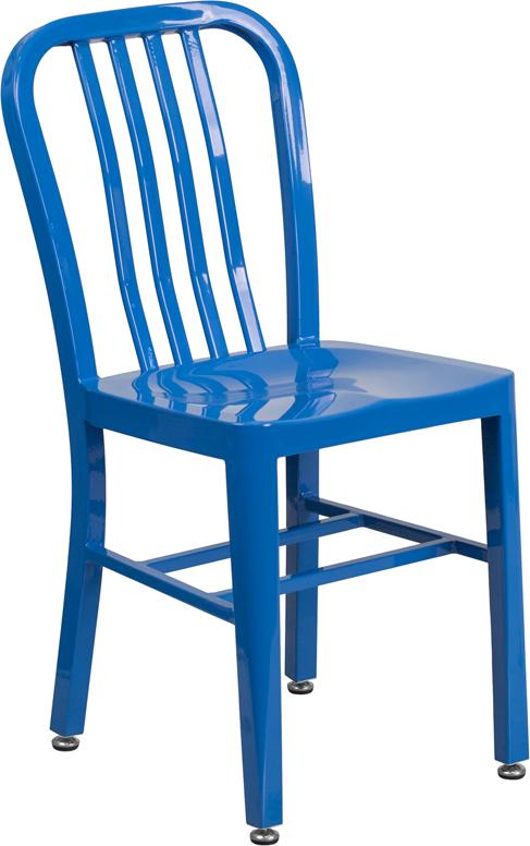 Flash Furniture Blue Metal Indoor-Outdoor Chair - CH-61200-18-BL-GG