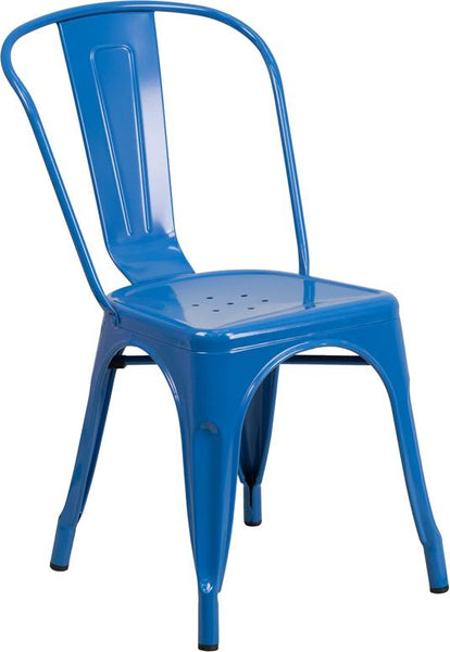 Flash Furniture Blue Metal Indoor-Outdoor Stackable Chair - CH-31230-BL-GG