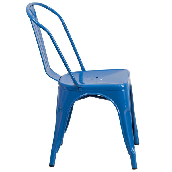 Flash Furniture Blue Metal Indoor-Outdoor Stackable Chair - CH-31230-BL-GG