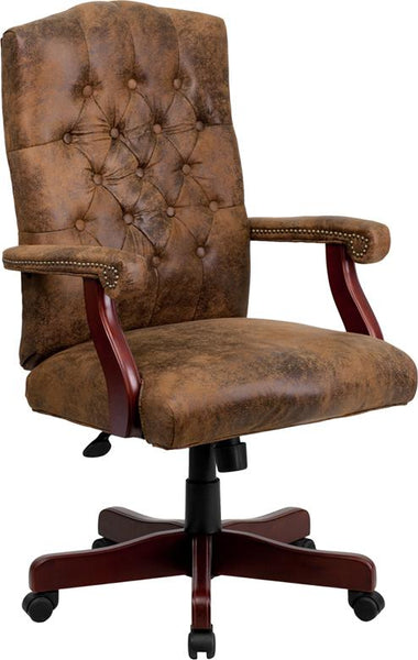 Flash Furniture Bomber Brown Classic Executive Swivel Chair with Arms - 802-BRN-GG