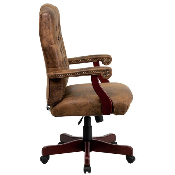 Flash Furniture Bomber Brown Classic Executive Swivel Chair with Arms - 802-BRN-GG