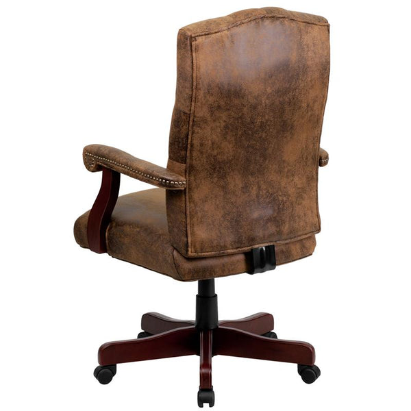 Flash Furniture Bomber Brown Classic Executive Swivel Chair with Arms - 802-BRN-GG