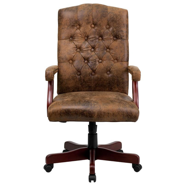 Flash Furniture Bomber Brown Classic Executive Swivel Chair with Arms - 802-BRN-GG