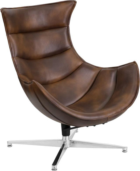 Flash Furniture Bomber Jacket Leather Swivel Cocoon Chair - ZB-39-GG