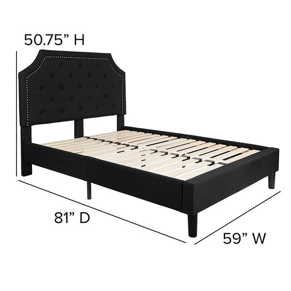 Flash Furniture Brighton Full Size Tufted Upholstered Platform Bed in Black Fabric - SL-BK4-F-BK-GG