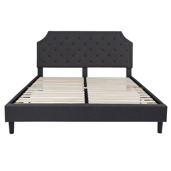 Flash Furniture Brighton King Size Tufted Upholstered Platform Bed in Dark Gray Fabric - SL-BK4-K-DG-GG