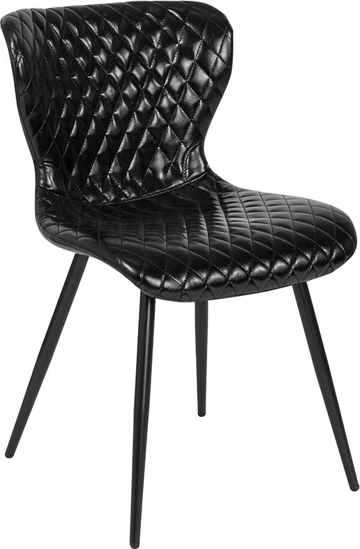 Flash Furniture Bristol Contemporary Upholstered Chair in Black Vinyl - LF-9-07A-BLK-GG