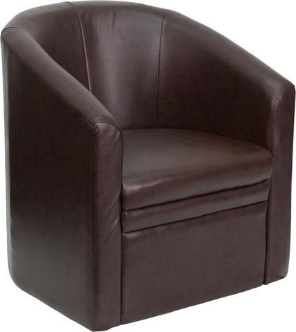 Flash Furniture Brown Leather Barrel-Shaped Guest Chair - GO-S-03-BN-FULL-GG