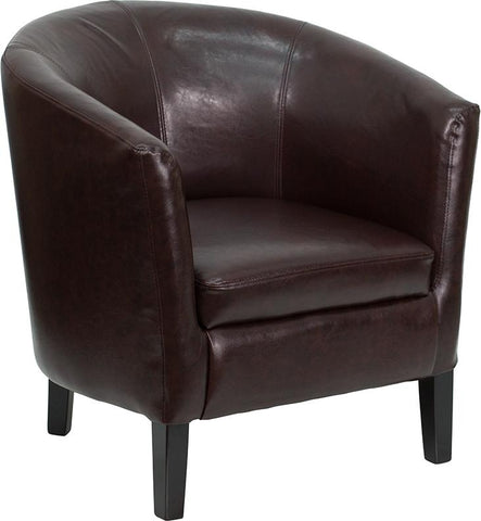 Flash Furniture Brown Leather Barrel Shaped Guest Chair - GO-S-11-BN-BARREL-GG